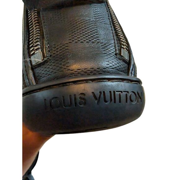 LOUIS VUITTON LV Damier High Top Sneakers Double Zip Black 9.5 Lace Up main image 11